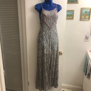 Grey and pink maxi corset tie dress